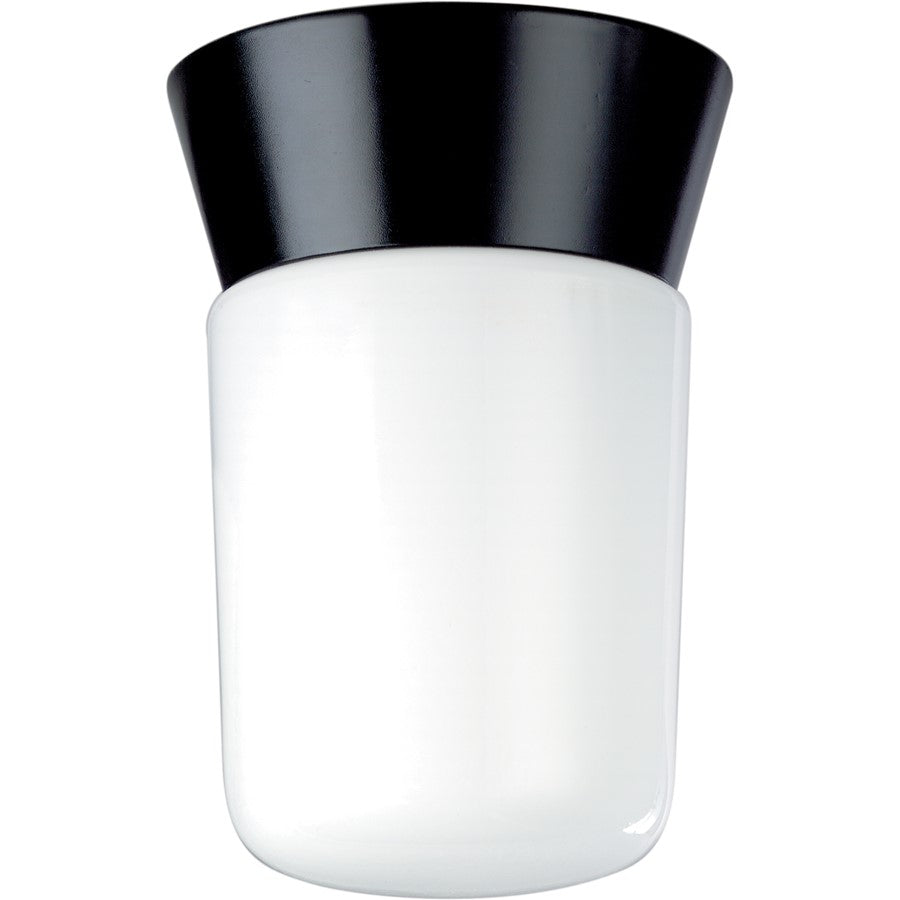 Nuvo Lighting SF77-154 1-Light 8in Outdoor Flush Mount | Traditional Black and White Glass | Covered Patio & Entryway | 4.25 x 8 in | Model SF77-154