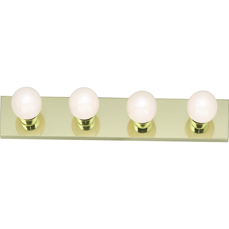 Nuvo Lighting SF77-189 24in 4-Light Vanity Strip | Traditional Polished Brass and Clear Glass | Bathroom Vanity Light | 24 x 2 x 4.75 in | Model SF77-189