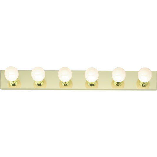 Nuvo Lighting 6-Light 36in Vanity Strip | Traditional Polished Brass and Clear Glass | Bathroom Vanity & Makeup Area | 36 x 2 x 4.75 in | Model SF77-190