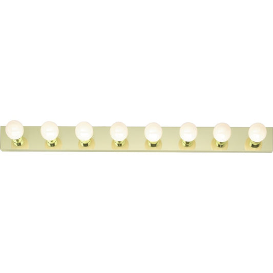 Nuvo Lighting 48in 8-Light Vanity Strip | Traditional Polished Brass and Clear Glass | Bathroom Vanity | 48 x 4.75 x 2 in | Model SF77-191