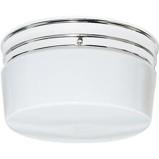 Nuvo 2-Light 10in Flush Mount | Traditional Polished Chrome and White Glass | Bedroom & Hallway Ceiling Light | 10 x 10 x 7 in | Model SF77-344