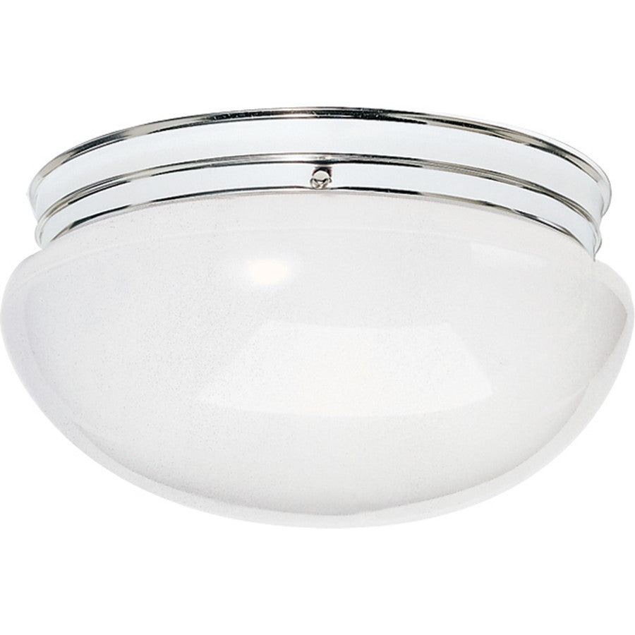 Nuvo SF77-347 12in 2-Light Flush Mount | Traditional Polished Chrome and White Glass | Bathroom & Hallway | 12 x 12 x 6 in | Model SF77-347