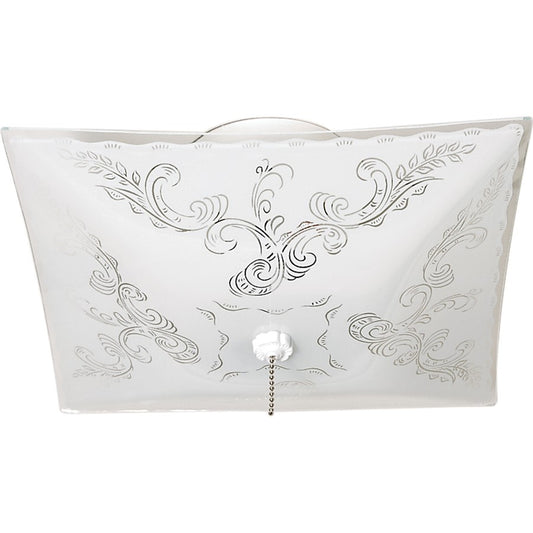 Nuvo SF77-392 12in 2-Light Flush Mount | Traditional White and Floral Glass | Kitchen & Bathroom Ceiling Light | 11.75 x 4.75 in | Model SF77-392