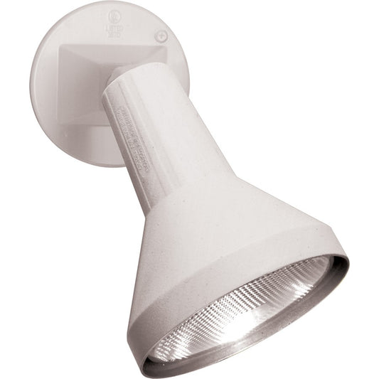 Nuvo SF77-487 8in 1-Light Flood Light | Traditional White Aluminum | Outdoor Security & Landscape Lighting | 4.5in W, 8in Extension | Model SF77-487
