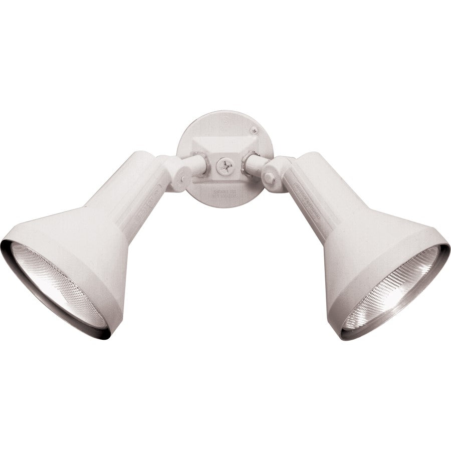 Nuvo 2-Light 15in Flood Light | Traditional White Aluminum | Exterior & Security Lighting | 15 x 8 in, 2 x 150W PAR38 | Model SF77-488