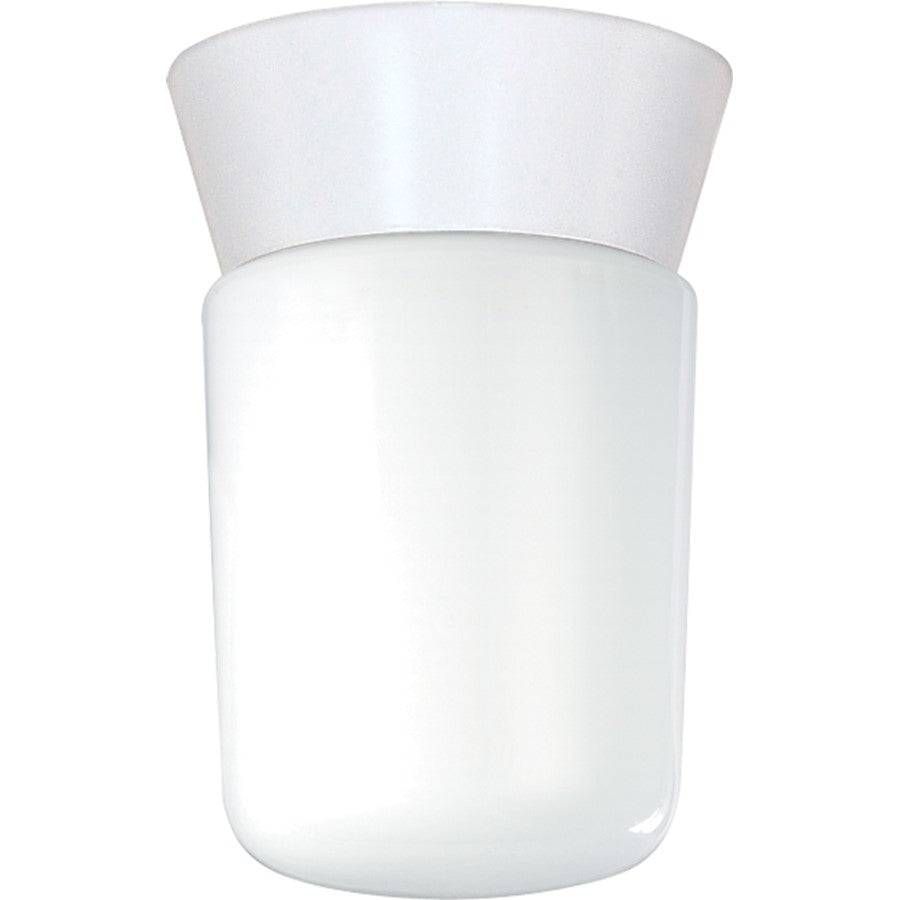 Nuvo Lighting SF77-533 1-Light 8in Outdoor Flush Mount | Traditional White and White Glass Globe | Covered Patio & Entryway | 4.25 x 8 in | Model SF77-533