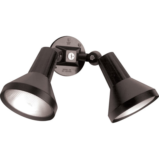 Nuvo 2-Light 15in Flood Light | Traditional Black Aluminum with Adjustable Swivel | Outdoor & Wet Location Security Lighting | 15 x 8 in | Model SF77-701
