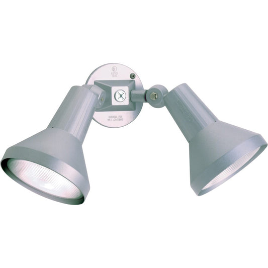 Nuvo SF77-703 15in 2-Light Flood Light | Traditional Gray Aluminum | Outdoor Security & Landscape | 15 x 8 in | Model SF77-703