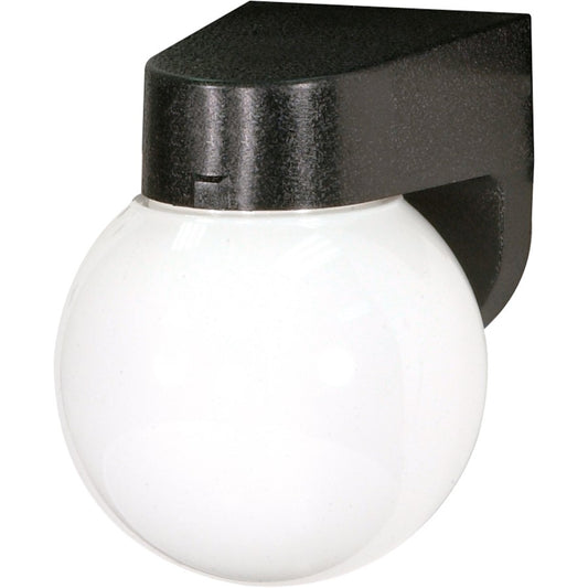 Nuvo Lighting SF77-728 1-Light 6in Outdoor Wall Sconce | Traditional Black Plastic Lexan Globe | Covered Patio & Entryway | 6 x 7.75 x 8 | Model SF77-728