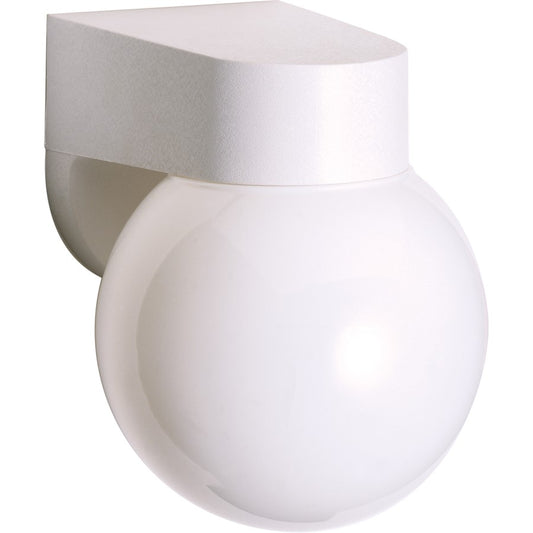Nuvo Lighting SF77-729 6in 1-Light Outdoor Wall Light | Traditional White Plastic and Lexan Globe | Covered Patio & Entryway | 6 x 7.75 x | Model SF77-729