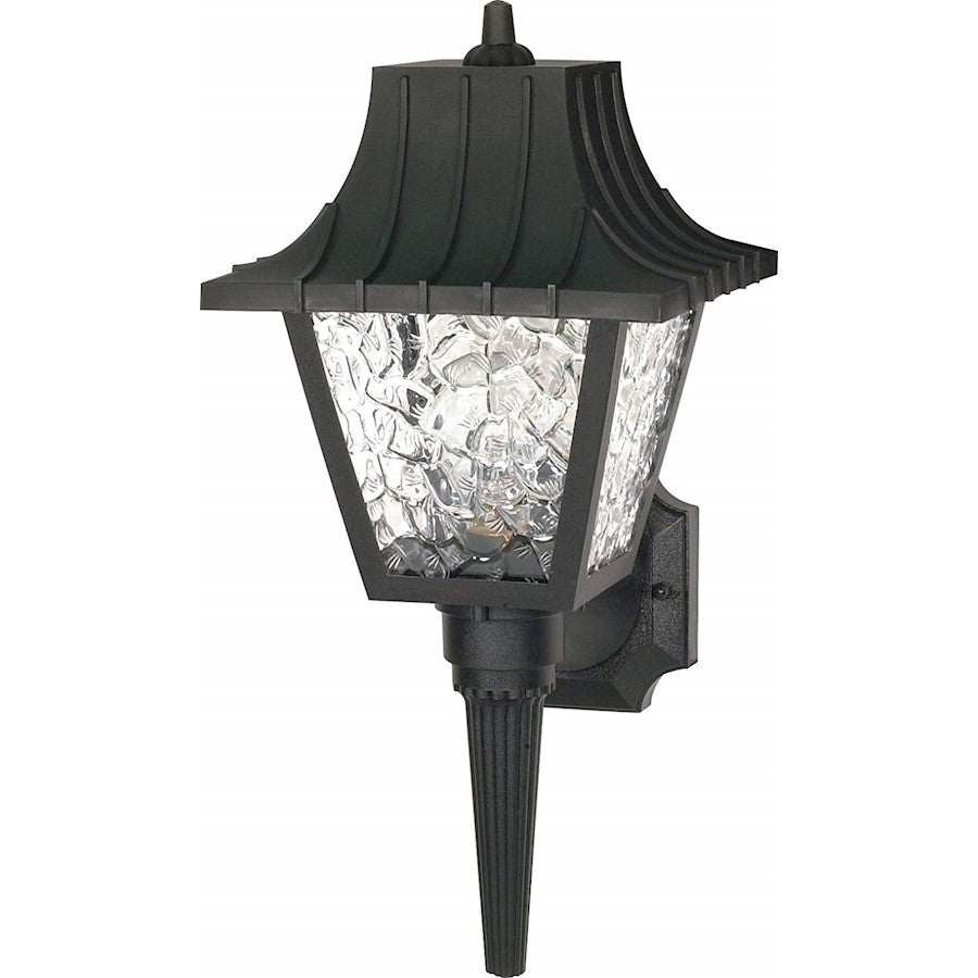 Nuvo SF77-852 1-Light Outdoor Wall Lantern | Traditional Black Aluminum and Textured Acrylic | Entryway & Covered Porch | 8 x 8 x 17.5 in | Model SF77-852