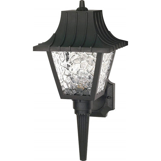 Nuvo SF77-852 1-Light Outdoor Wall Lantern | Traditional Black Aluminum and Textured Acrylic | Entryway & Covered Porch | 8 x 8 x 17.5 in | Model SF77-852