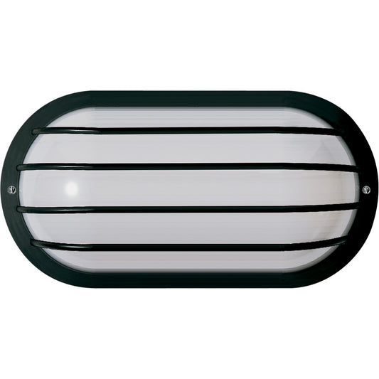 Nuvo SF77-857 1-Light 10in Oval Outdoor Wall Lantern | Traditional Black Aluminum and Polysynthetic Lens | Covered Patio & Entryway | 5 x | Model SF77-857