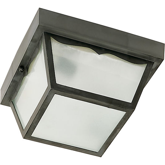 Nuvo SF77-891 10in 2-Light Outdoor Flush Mount | Traditional Black Aluminum and Frosted Acrylic | Covered Patio & Entryway | 10.25 x | Model SF77-891