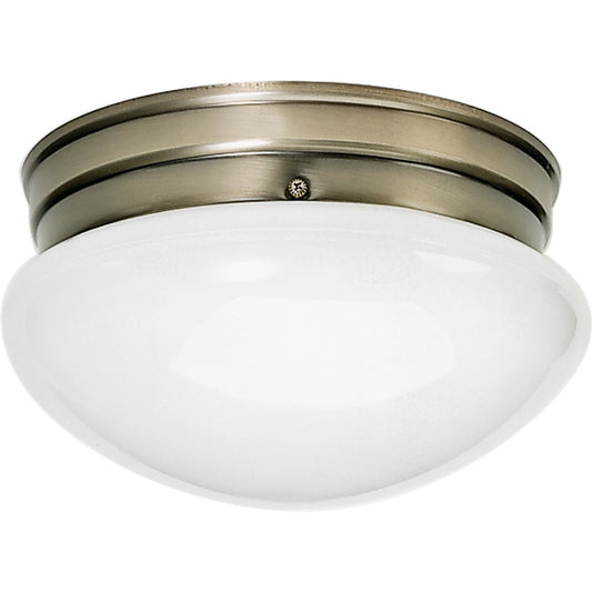 Nuvo 2-Light 10in Flush Mount | Traditional Antique Brass and White Glass | Kitchen, Hallway & Bathroom | 10 x 10 x 6 in | Model SF77-924