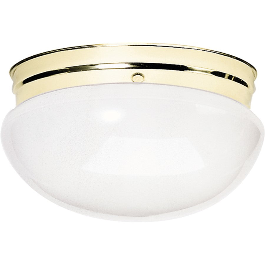 Nuvo SF77-986 12in 2-Light Flush Mount | Traditional Polished Brass and White Glass | Hallway & Bathroom Ceiling Light | 12 x 12 x 6 in | Model SF77-986