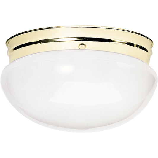 Nuvo SF77-986 12in 2-Light Flush Mount | Traditional Polished Brass and White Glass | Hallway & Bathroom Ceiling Light | 12 x 12 x 6 in | Model SF77-986