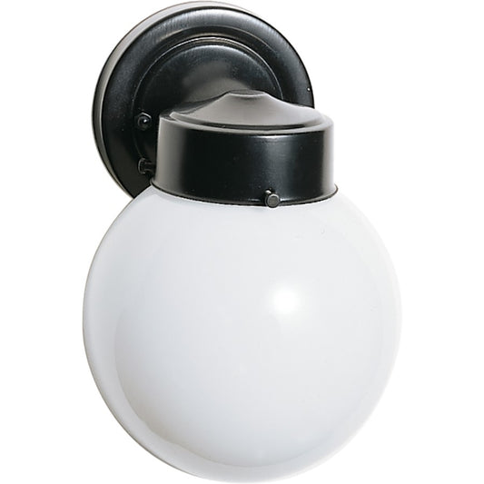 Nuvo Lighting SF77-992 6in 1-Light Outdoor Wall Sconce | Traditional Black and White Glass | Covered Patio & Entryway | 5.5 x 6 x 8.5 in | Model SF77-992