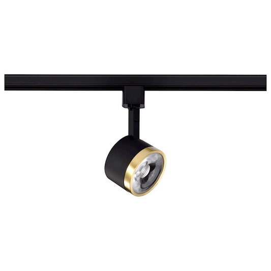 Nuvo TH635 1-Light LED Track Head Round | Contemporary Matte Black and Brushed Brass Aluminum | Kitchen Island & Art Gallery Accent | 1020 | Model TH635