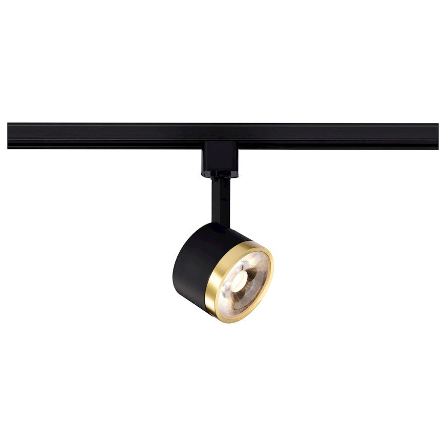 Nuvo TH635 1-Light LED Track Head Round | Contemporary Matte Black and Brushed Brass Aluminum | Kitchen Island & Art Gallery Accent | 1020 | Model TH635