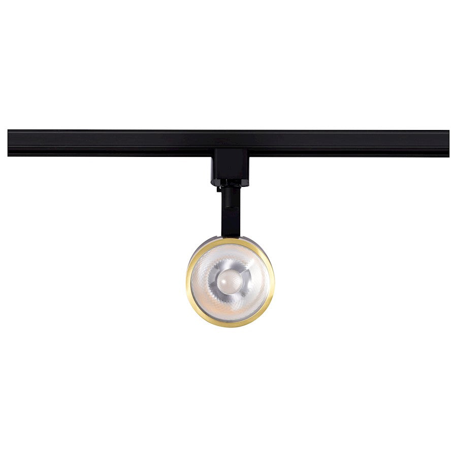 Nuvo TH635 1-Light LED Track Head Round | Contemporary Matte Black and Brushed Brass Aluminum | Kitchen Island & Art Gallery Accent | 1020 | Model TH635