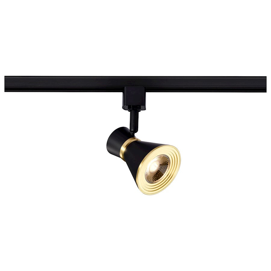 Nuvo Satco 12W LED Cinch Track Head 3000K | Contemporary Matte Black and Brushed Brass Aluminum and Steel | Kitchen & Workspace Accent Light | Model TH643