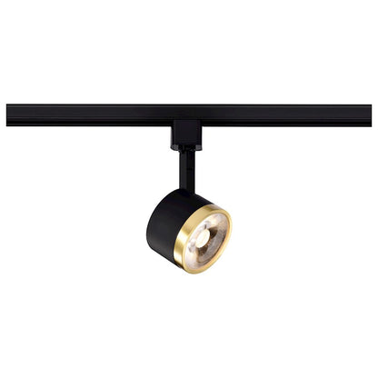 Nuvo TH645 12W LED Track Head Round | Contemporary Matte Black and Brushed Brass Aluminum | Kitchen & Workspace Accent Light | 1020 Lumens | Model TH645