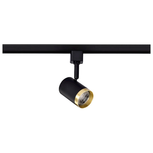 Nuvo TH647 12W LED Track Head | Contemporary Matte Black and Brushed Brass Aluminum | Kitchen & Gallery Accent Light | 1020 Lumens 3000K | Model TH647