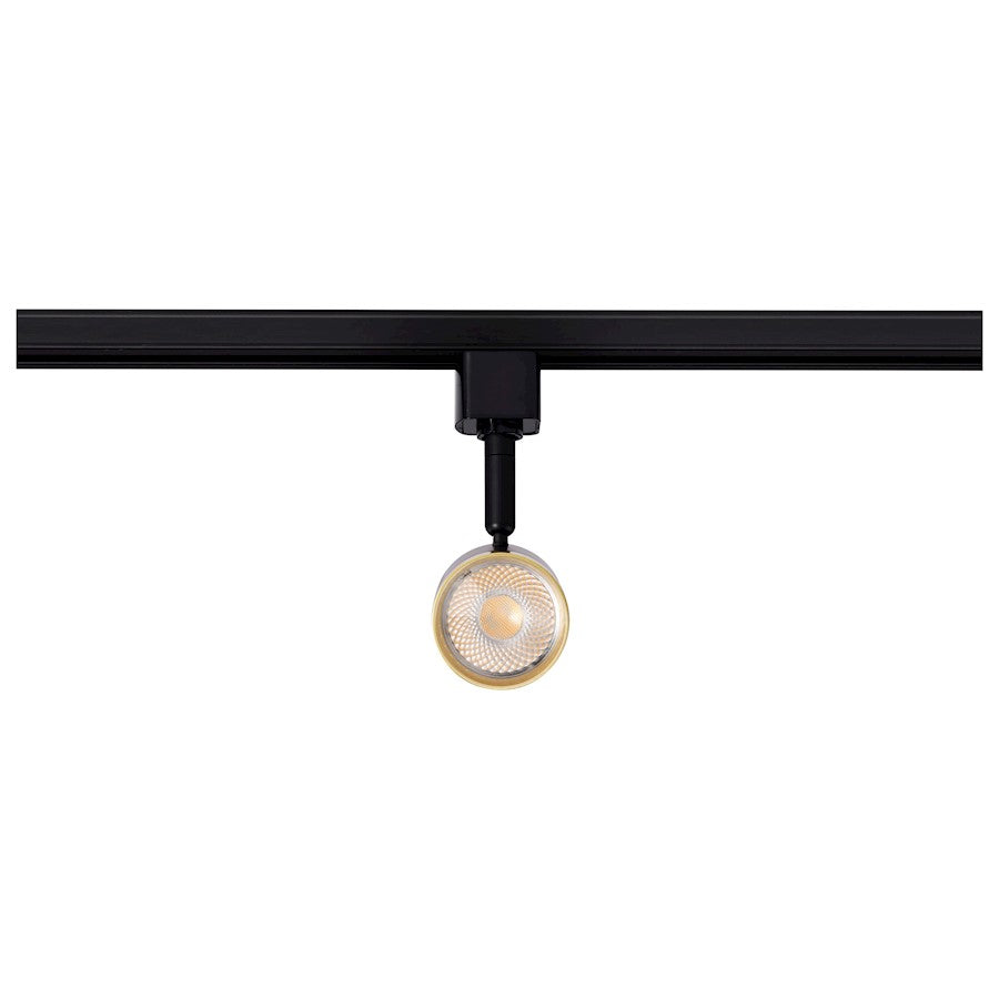 Nuvo TH647 12W LED Track Head | Contemporary Matte Black and Brushed Brass Aluminum | Kitchen & Gallery Accent Light | 1020 Lumens 3000K | Model TH647
