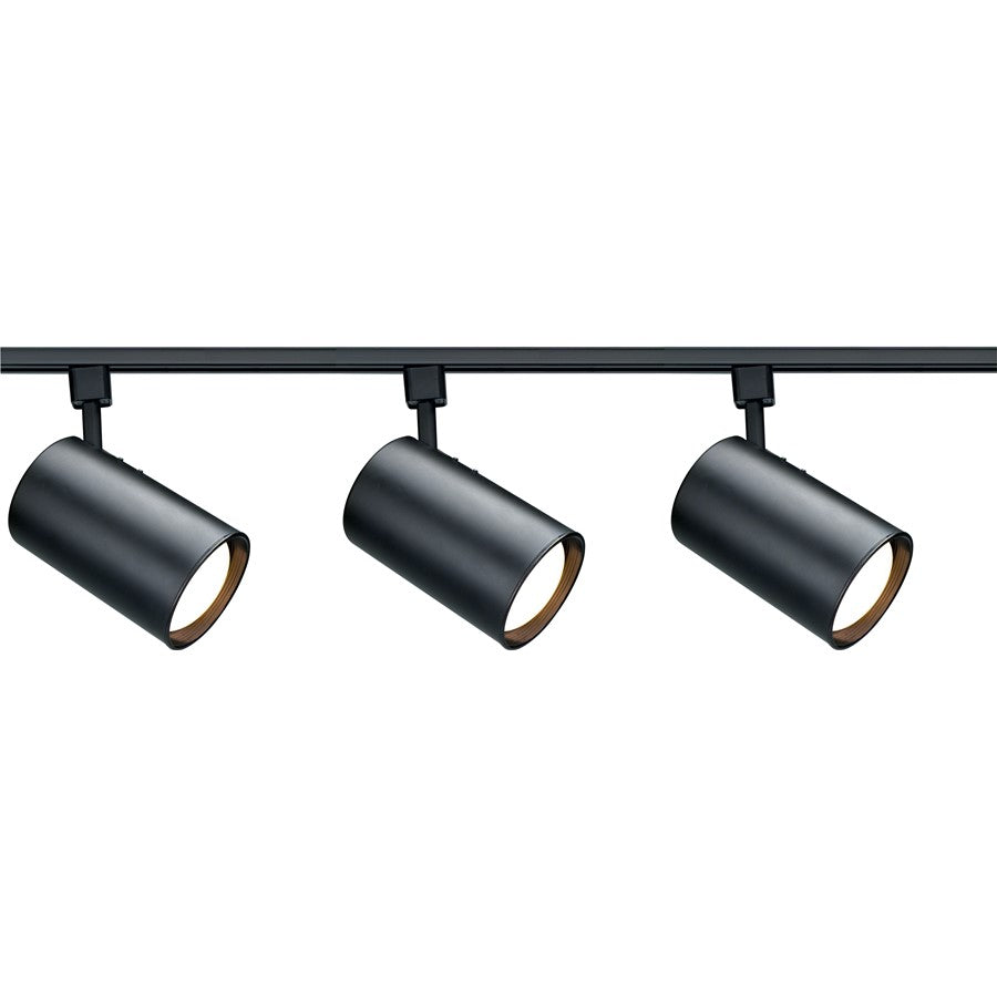 Nuvo Lighting Track Lighting 3-Light Track Kit | Transitional Black Cylinder Fixtures | Living Room & Kitchen Accent | 9.75in H, 1.5in W | Model TK319