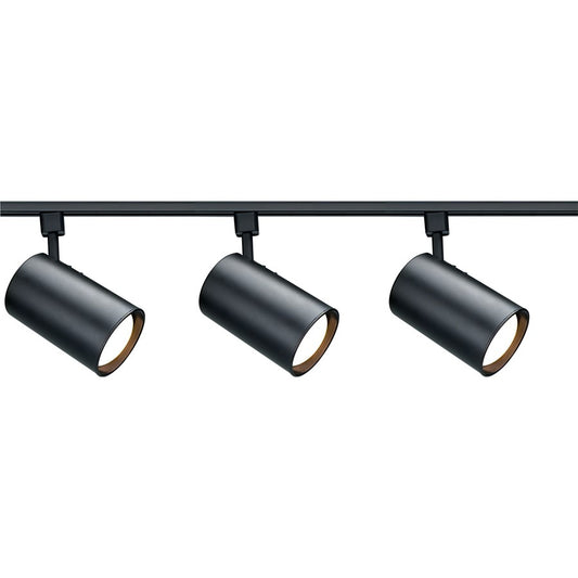 Nuvo Lighting Track Lighting 3-Light Track Kit | Transitional Black Cylinder Fixtures | Living Room & Kitchen Accent | 9.75in H, 1.5in W | Model TK319