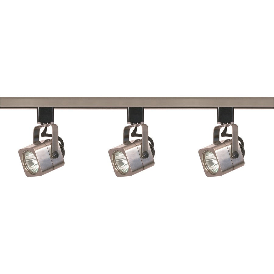Nuvo Track Lighting 3-Light Square Track Kit | Transitional Brushed Nickel | Living Room & Kitchen Accent | 3.5 x 3.5 x 1.5 in, 3 x 50W MR16 | Model TK347