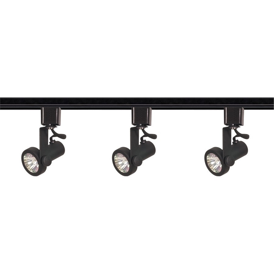 Nuvo Lighting TK352 3-Light MR16 Track Kit | Transitional Black Gimbal Ring | Kitchen & Living Room Accent | 1.5 x 6 in, Line Voltage | Model TK352