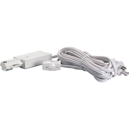 Nuvo Lighting Live End Cord Kit | Transitional White Track Light Connector | Kitchen & Workshop Track Lighting | 0.65 x 1.5 in, 184 in Cord | Model TP156