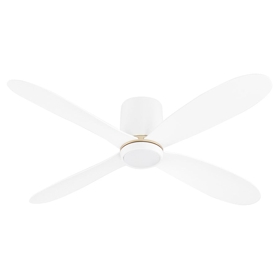 Oxygen Lighting Myriad 56" Hugger Ceiling Fan, White/Aged Brass