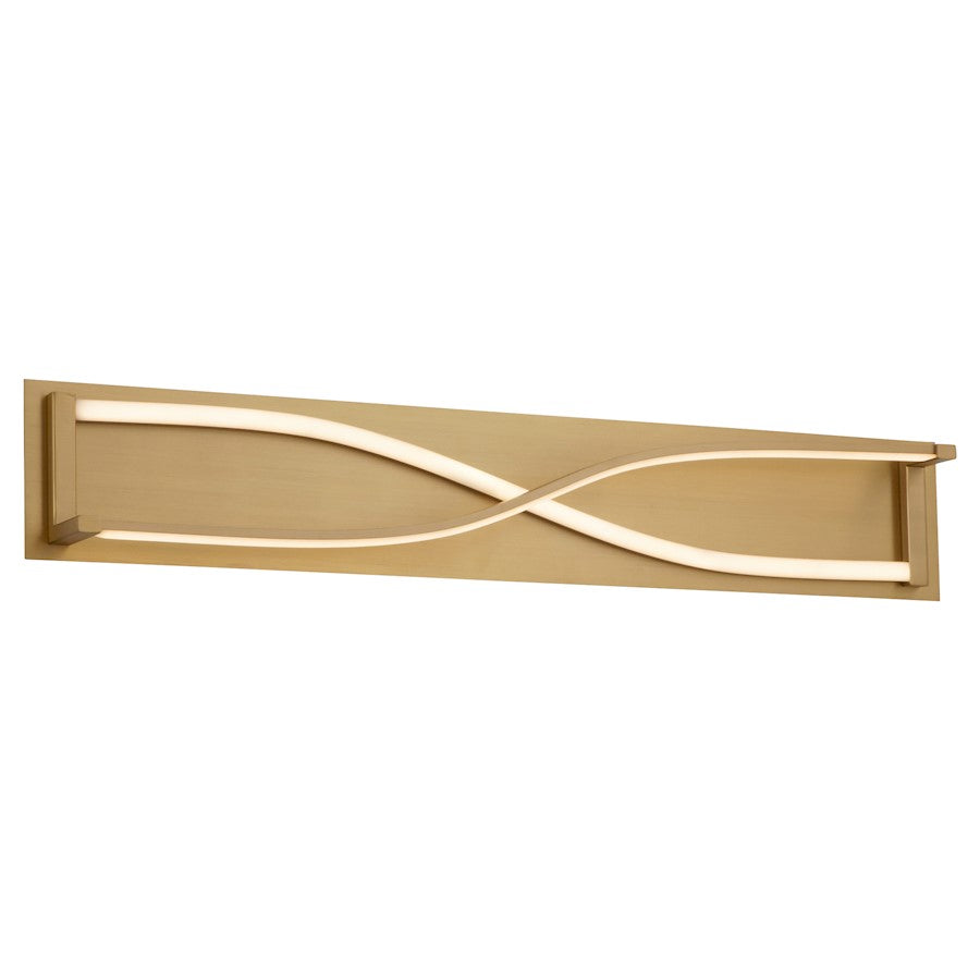 2 Light 34" Bathroom Vanity Light, Aged Brass