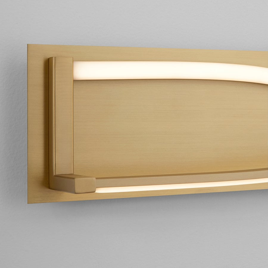 2 Light 34" Bathroom Vanity Light, Aged Brass