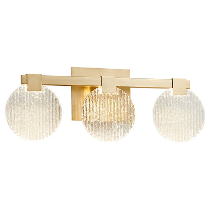3 Light Bathroom Vanity Light, Aged Brass