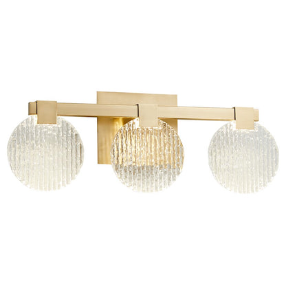 3 Light Bathroom Vanity Light, Aged Brass