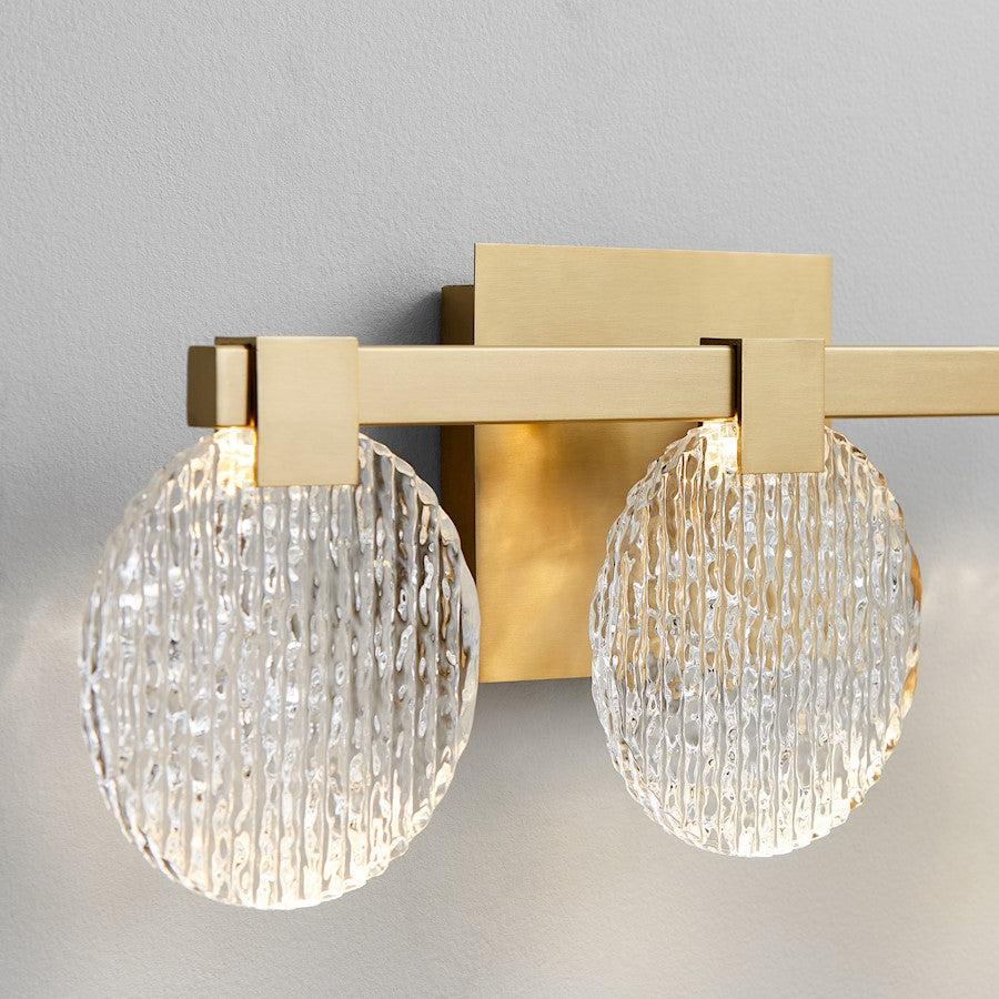 3 Light Bathroom Vanity Light, Aged Brass