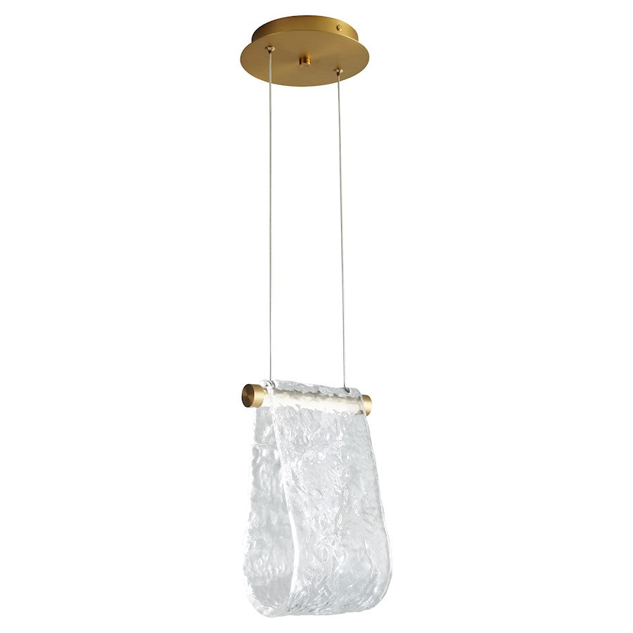 1 Light 7W LED Pendant, Aged Brass