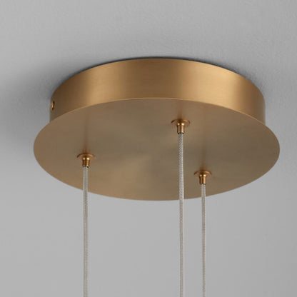 3 Light Pendant, Aged Brass