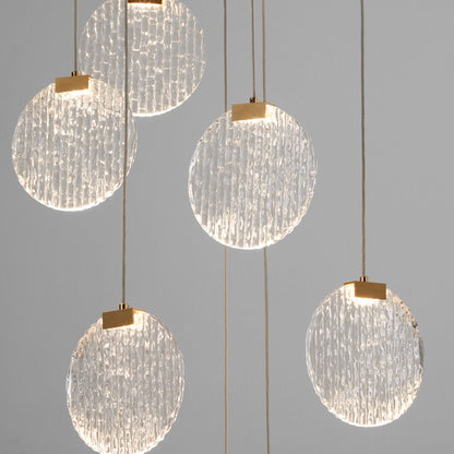 8 Light Pendant, Aged Brass