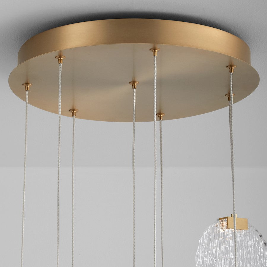 8 Light Pendant, Aged Brass