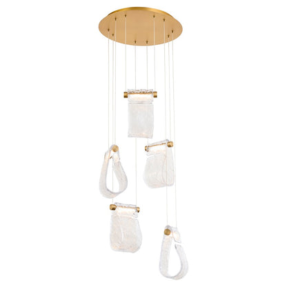 Oxygen Lighting Veer 5Lt 5Cct Pendant, Aged Brass
