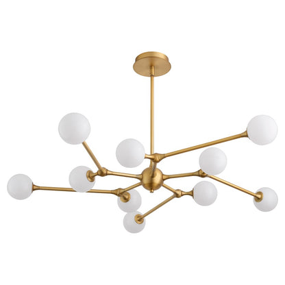 Oxygen Lighting Orbe 10Lt 5Cct Chandelier, Brushed Brass - 3-647-56