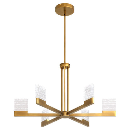 Oxygen Lighting Gamma 6Lt 5Cct LED Chandelier, Brushed Brass