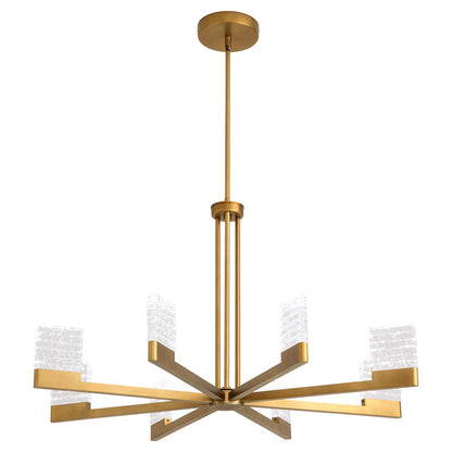 Oxygen Lighting Gamma 8Lt 5Cct LED Chandelier, Brushed Brass