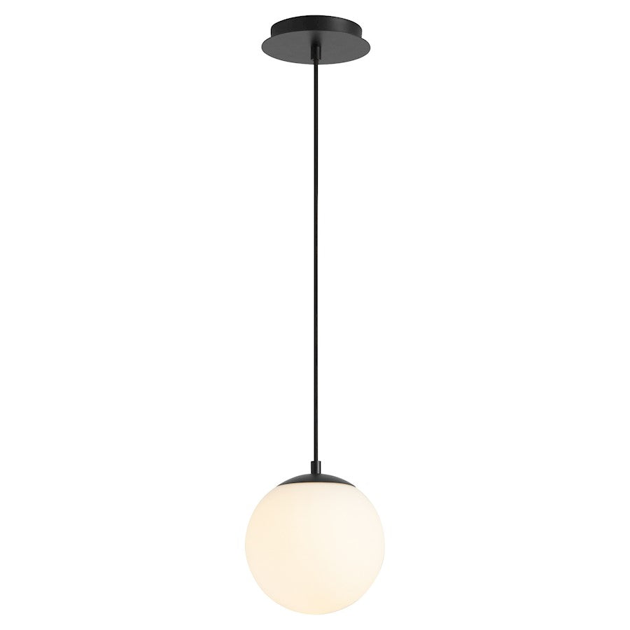 1 Light 8" Pendant, Black/Satin Opal
