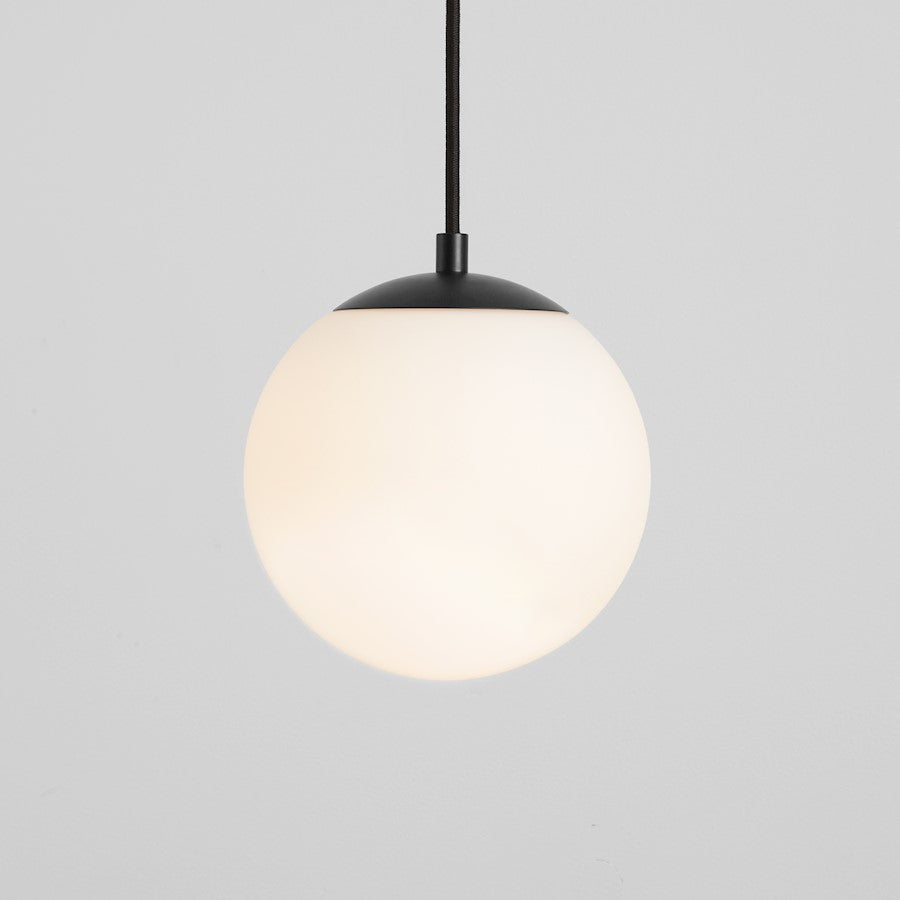 1 Light 8" Pendant, Black/Satin Opal